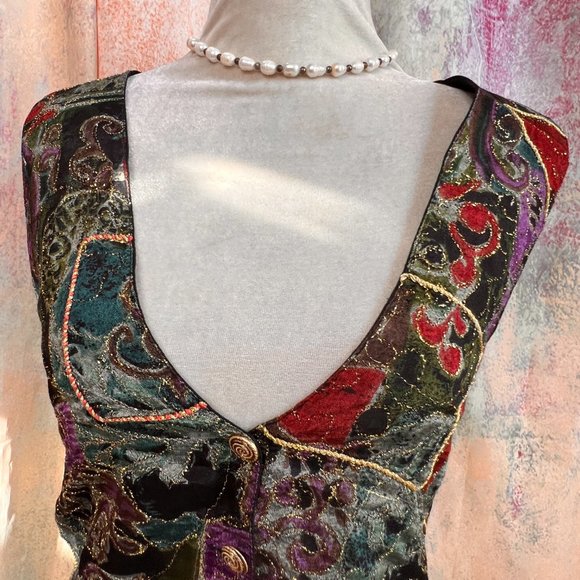 VTG 📌Jane Ashley Figure Hugging 3 Button Vest with Gold Accents - Picture 3 of 12